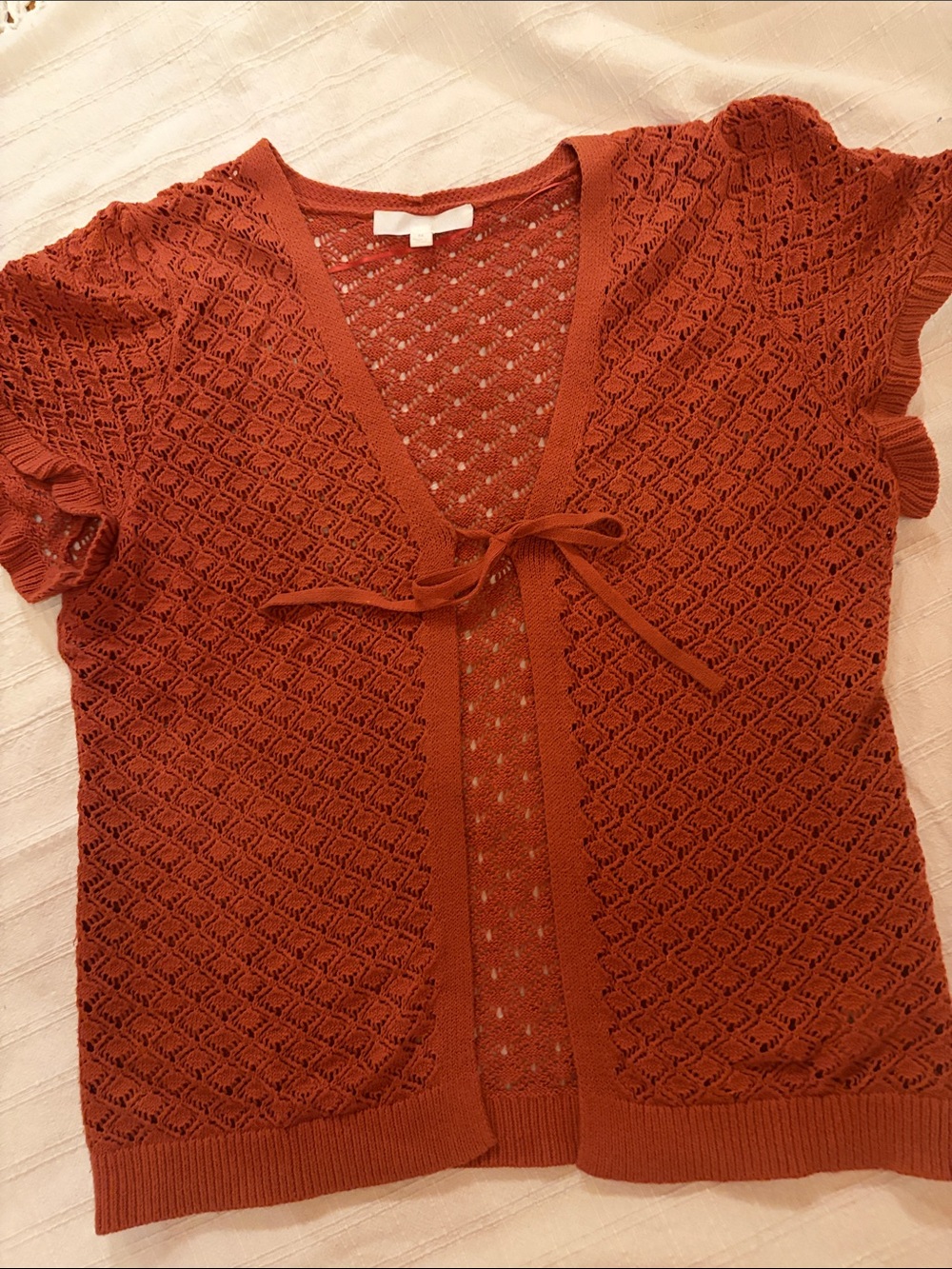 Lightweight Knit Tie-Front Top in Rust
